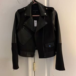 Banana Republic Black vegan Suede Patchwork Moto Jacket. Size XS